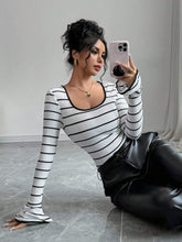 Women Contrast Color Flare Sleeve Ruffle Trim Bodysuit